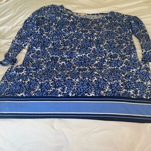 Blue Floral Long Sleeve Dress
